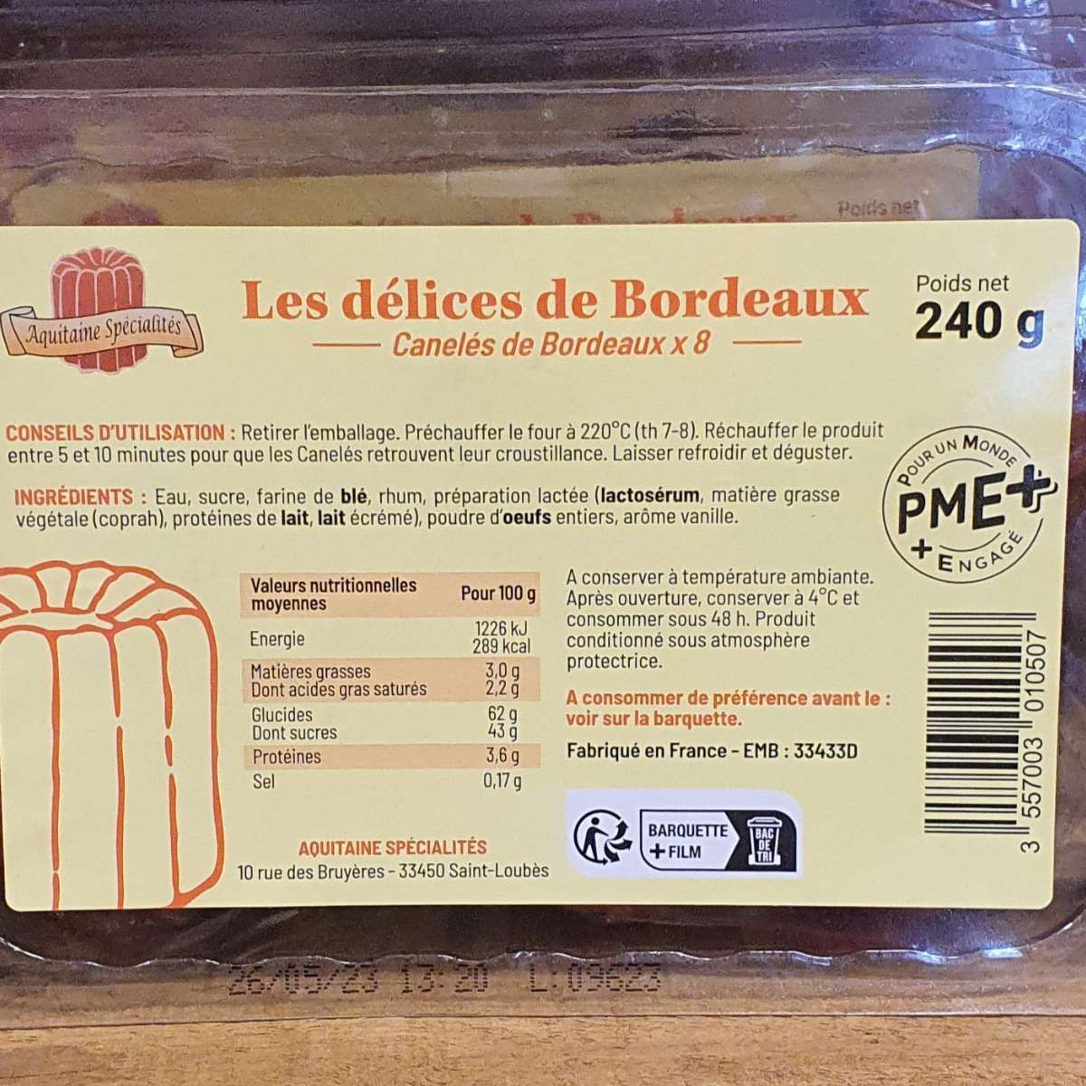 Canelés de Bordeaux x8 - LUNCH (30gr)