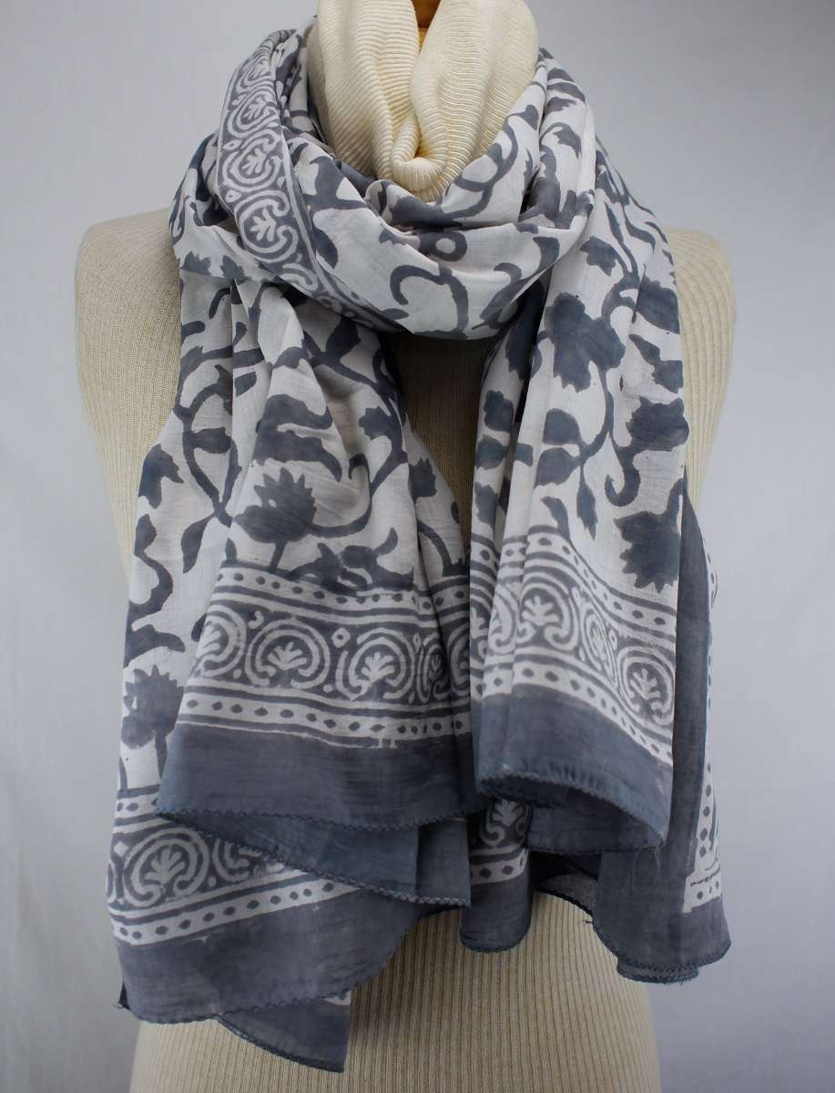Foulard Blanc et Gris - S404-8