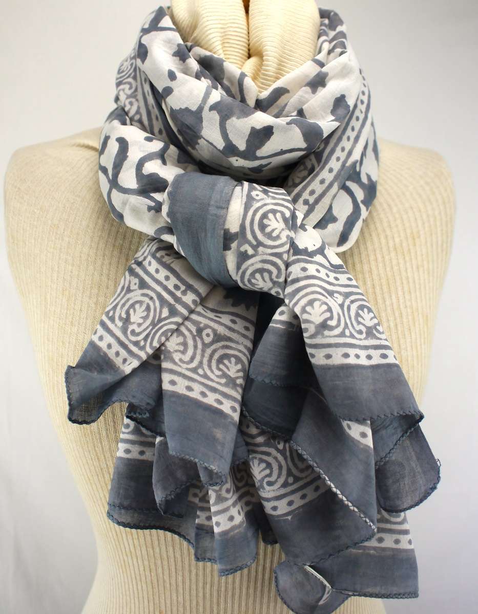 Foulard Blanc et Gris - S404-8