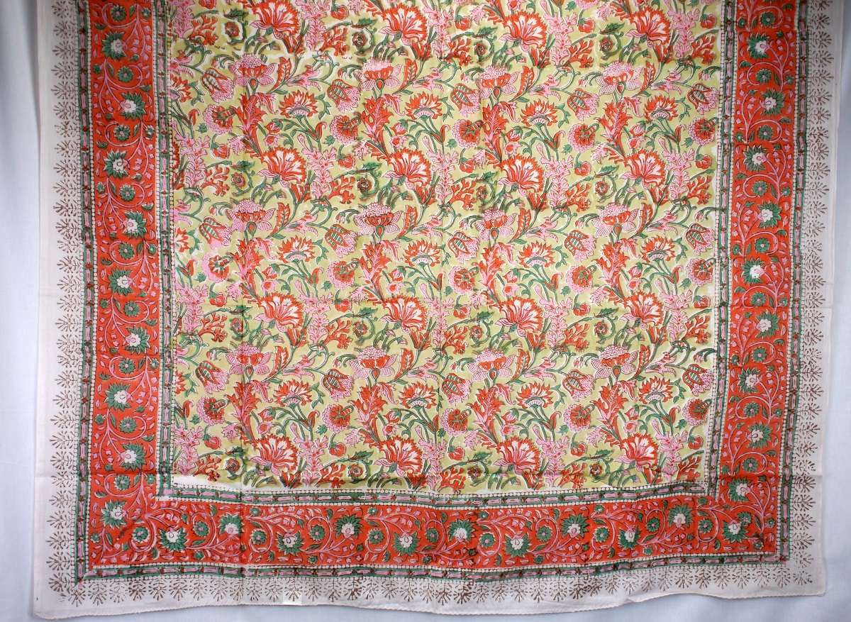 Foulard Vert Anis, Orange, Rose Pâle, Vert Bleuté - W408-3