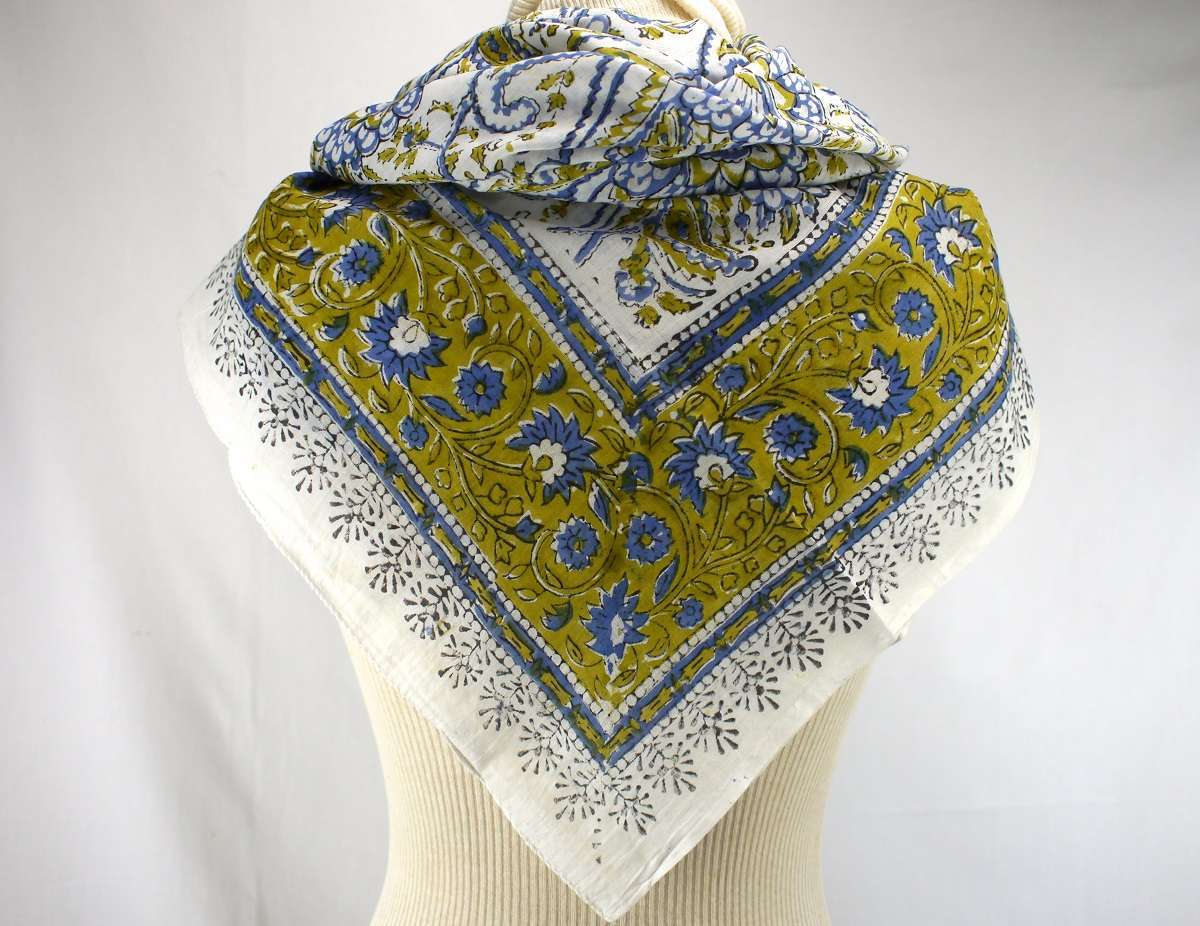 Foulard Bleu, Blanc et Kaki - S404-6