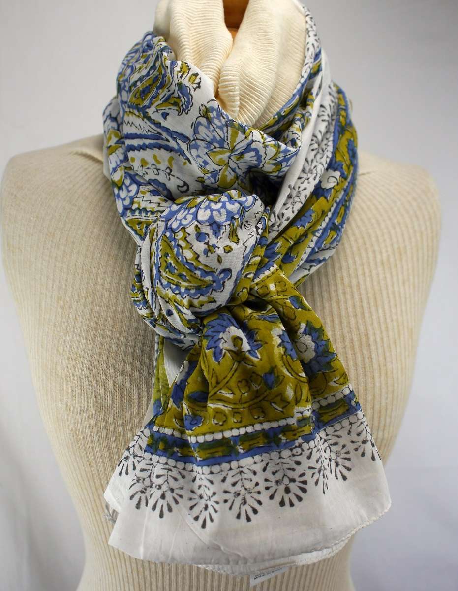 Foulard Bleu, Blanc et Kaki - S404-6