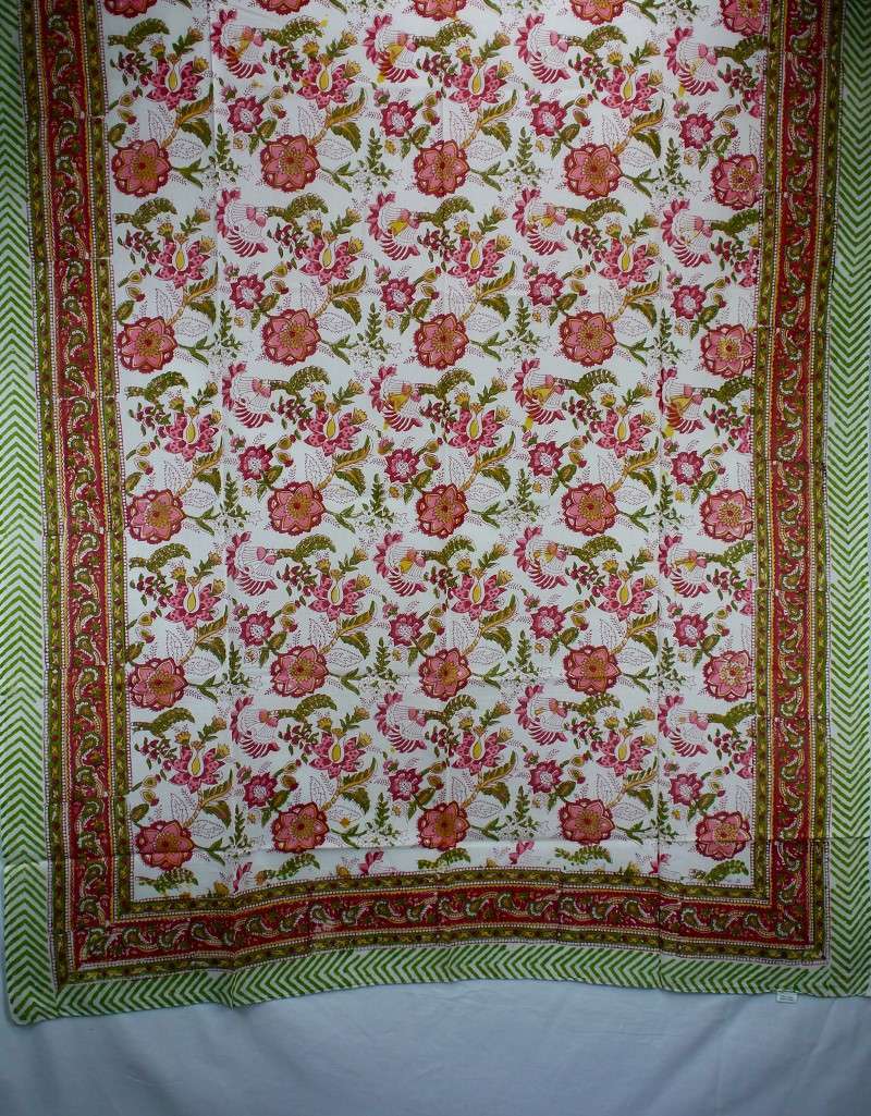 Foulard Rose, Bordeaux, Vert, Jaune et Fond Blanc - W521-1