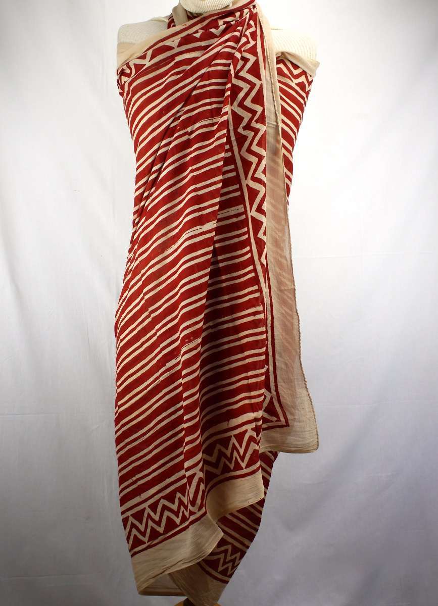 Foulard Rouille et Fond Écru - W408-2