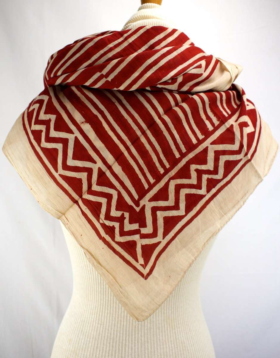 Foulard Rouille et Fond Écru - W408-2