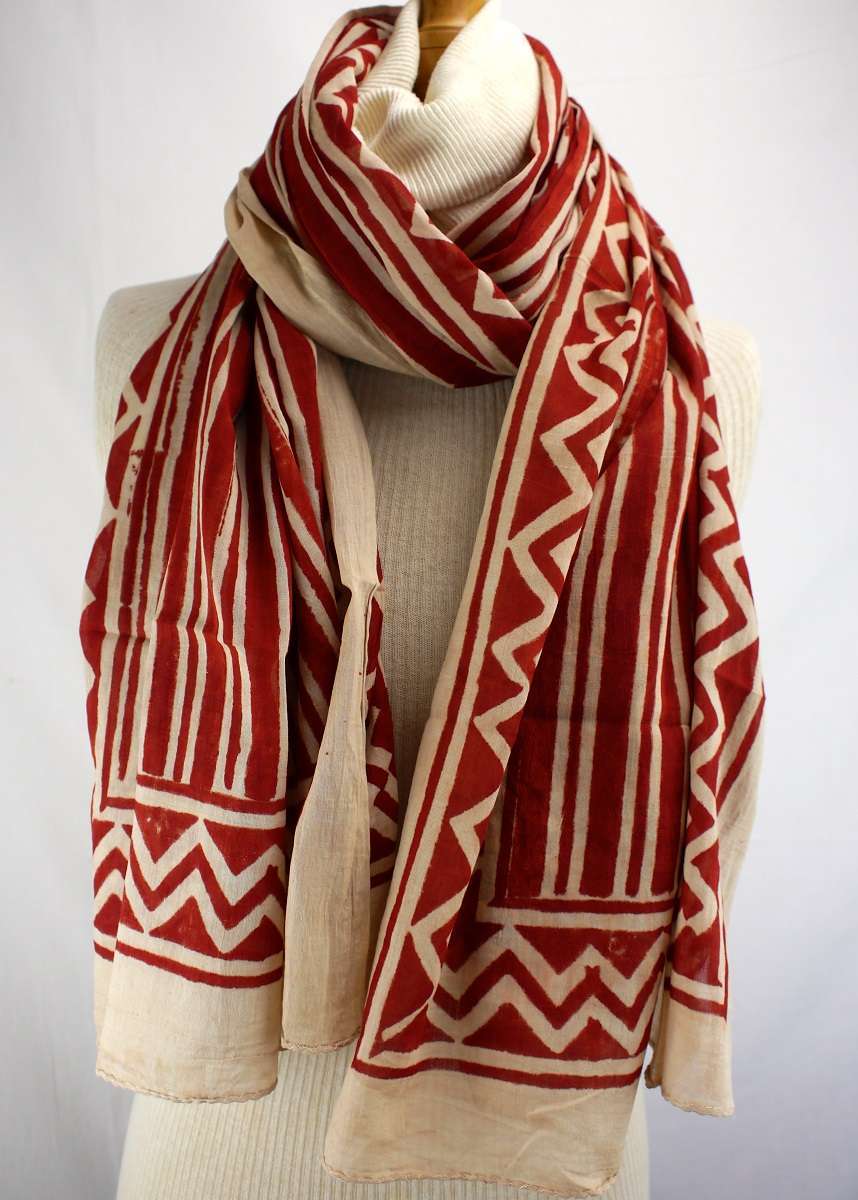 Foulard Rouille et Fond Écru - W408-2