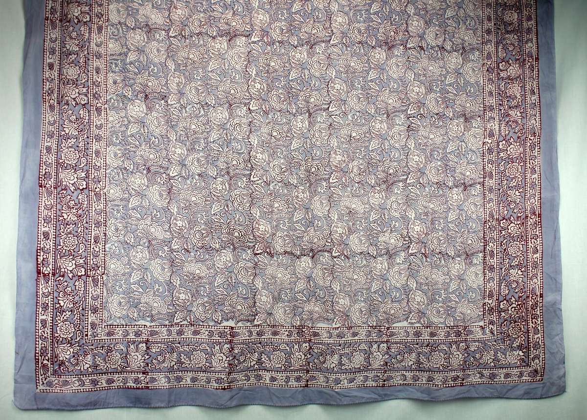 Foulard Gris Bleuté, Blanc et Lie de Vin - S404-4