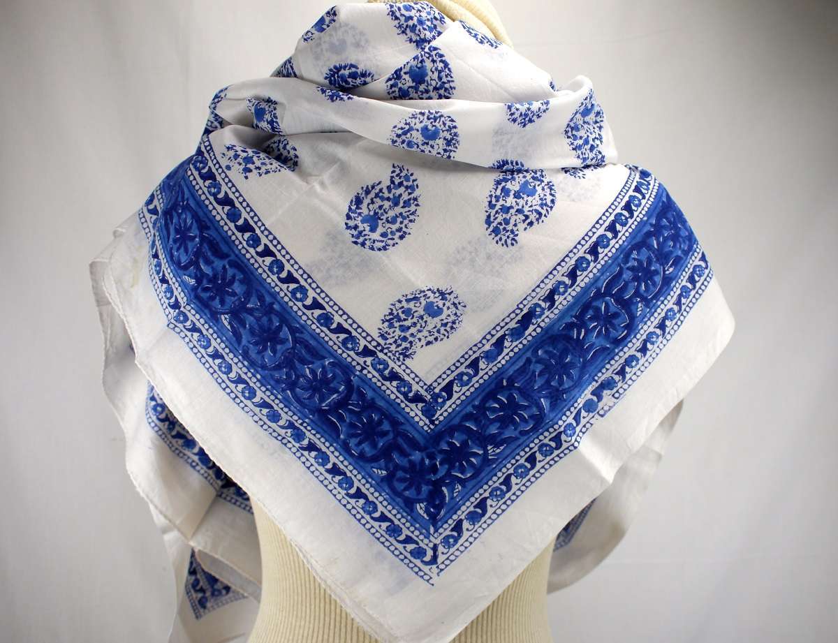 Foulard Blanc et Bleu - S404-3