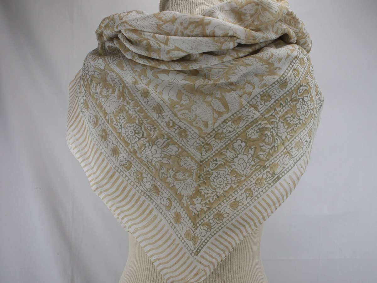 Foulard Blanc, Beige et Kaki - S404-11