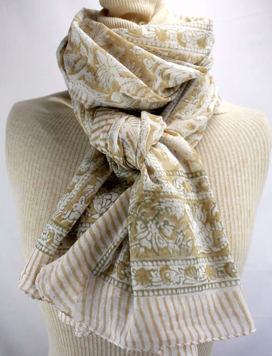 Foulard Blanc, Beige et Kaki - S404-11