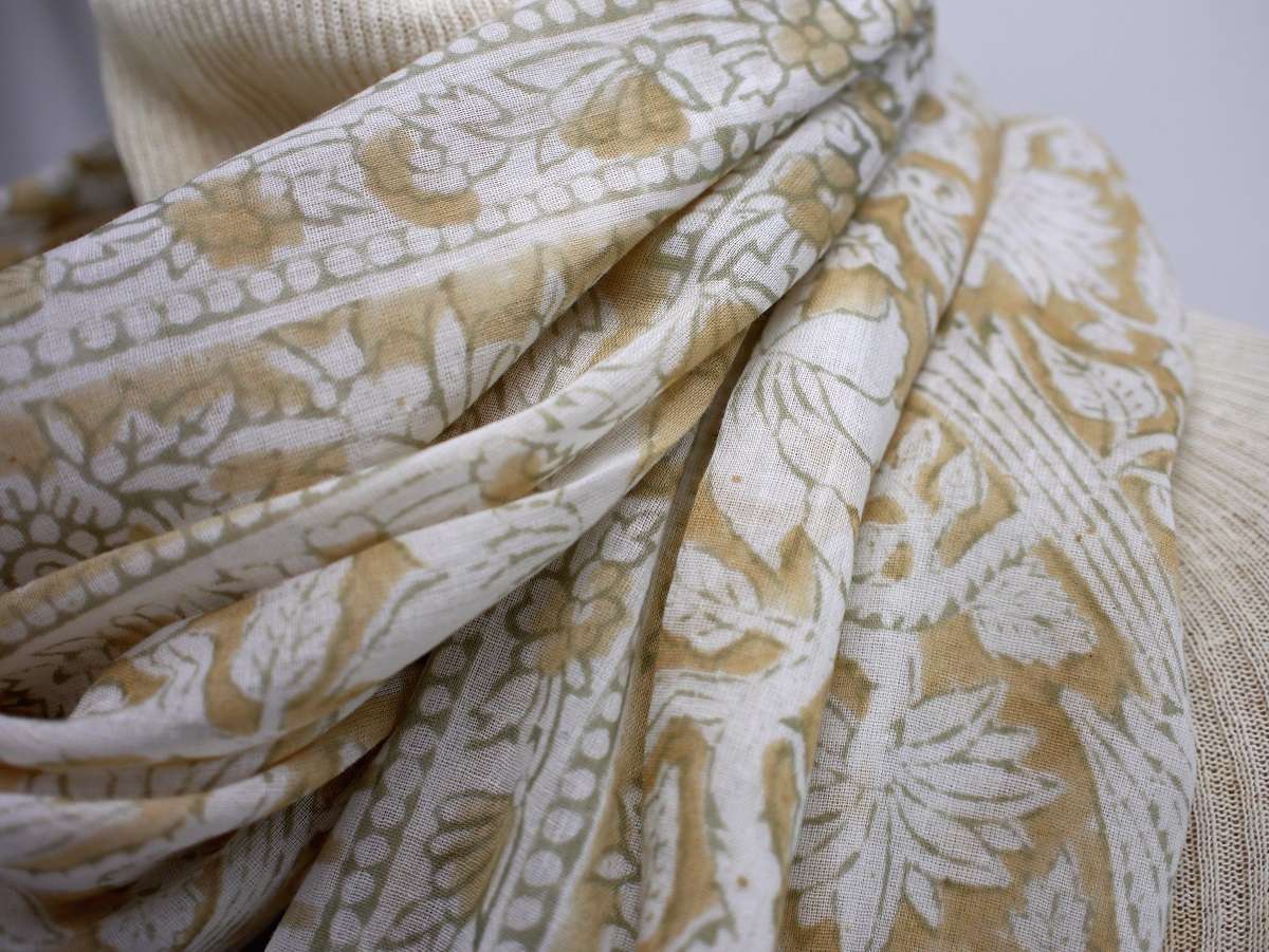 Foulard Blanc, Beige et Kaki - S404-11