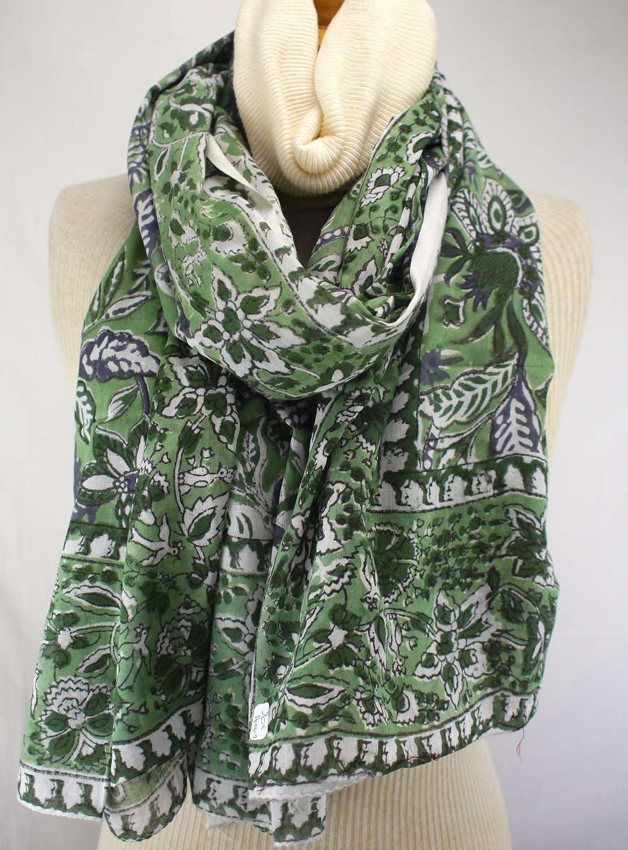 Foulard Blanc, Vert et Violet - S404-9