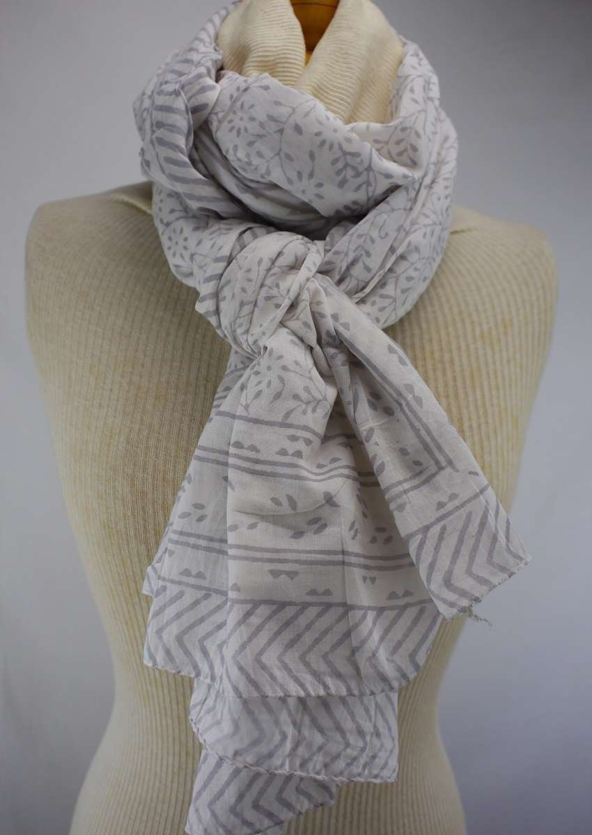 Foulard Blanc et Gris - S404-7
